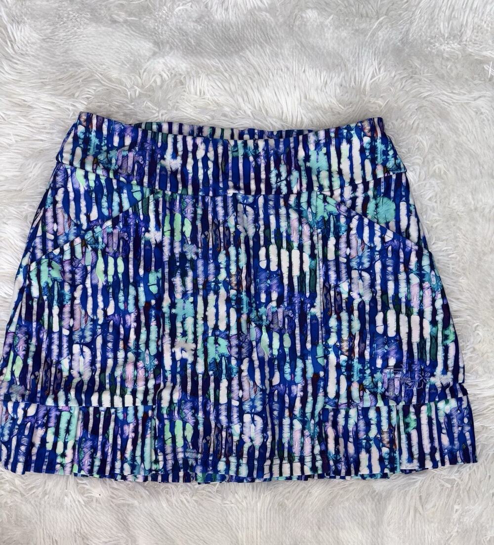 Tzu Tzu S Blue Geometric Design Sport Skirt. Exc. Condition. Great Item & Qual